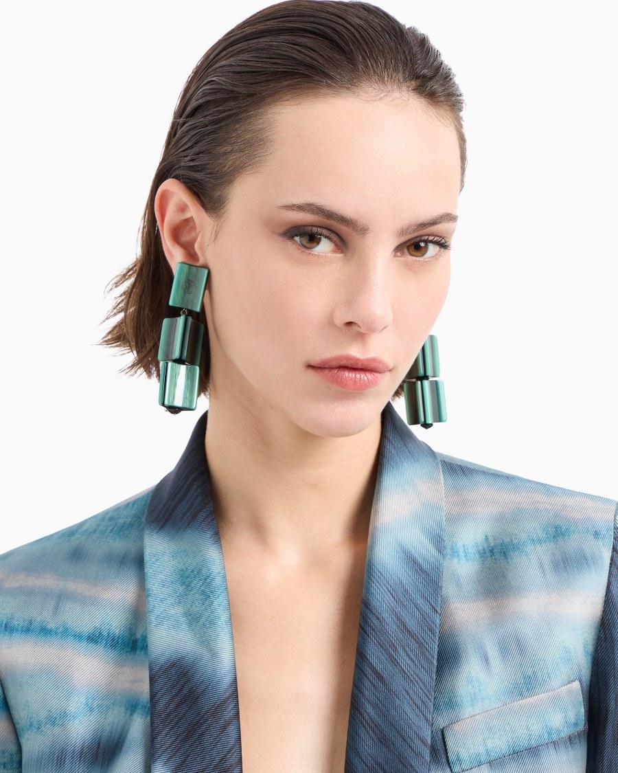 The world of armani ORECCHINI A CLIP CON PENDENTI IN RESINA Novità