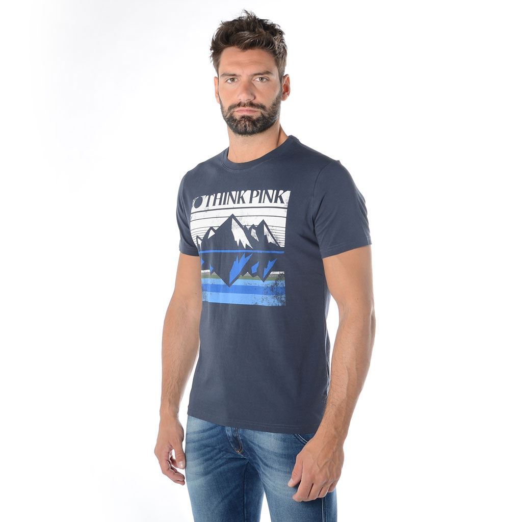 Think Pink T-shirt Uomo Manica Corta ss1907 Outlet