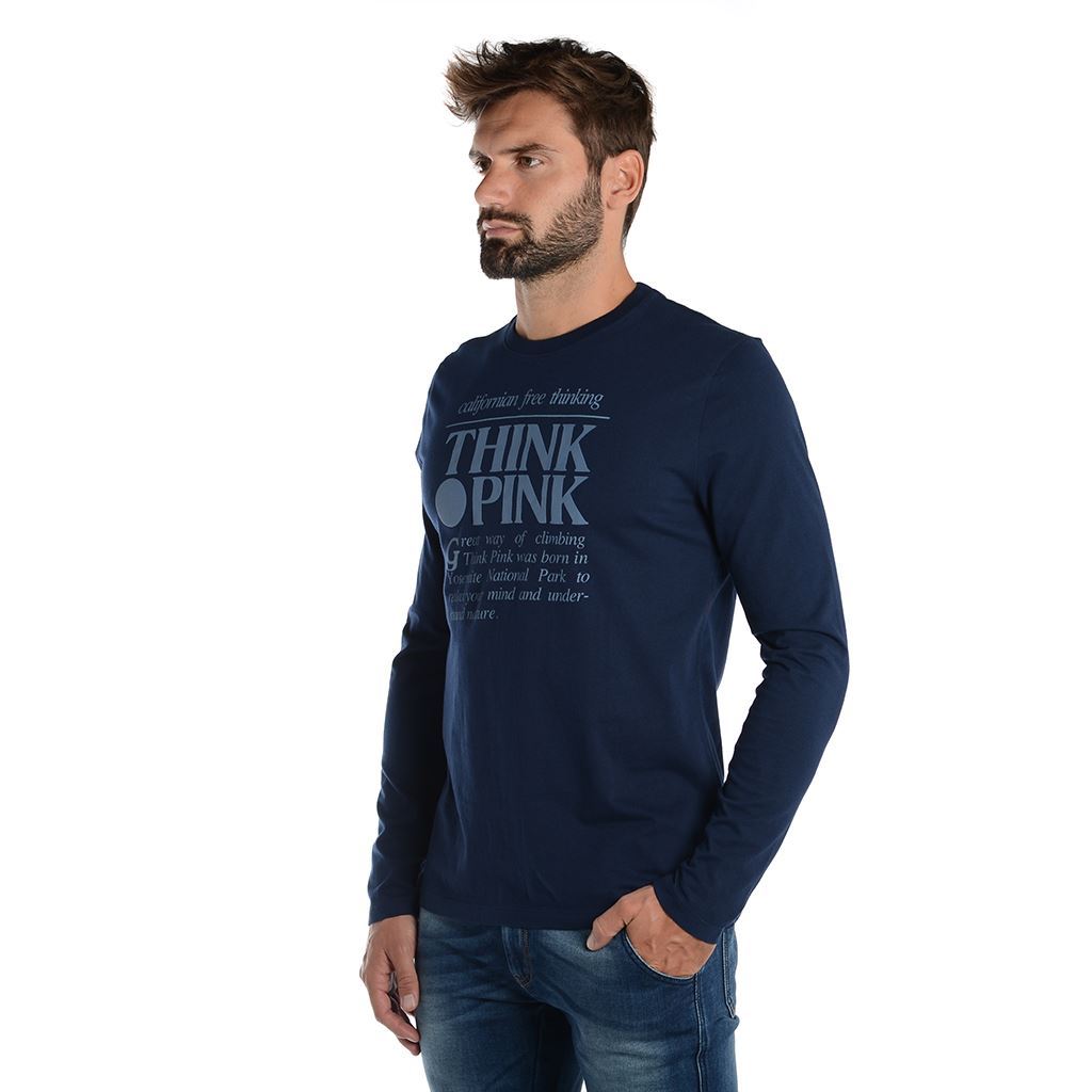 Think Pink T-shirt Uomo Manica Lunga fw1800 Qualità