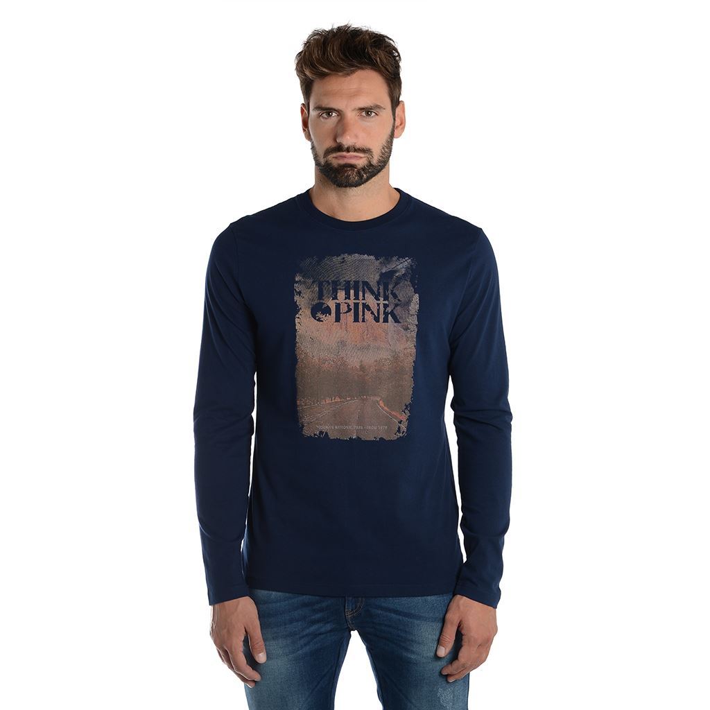 Think Pink T-shirt Uomo Manica Lunga fw1802 Promozione
