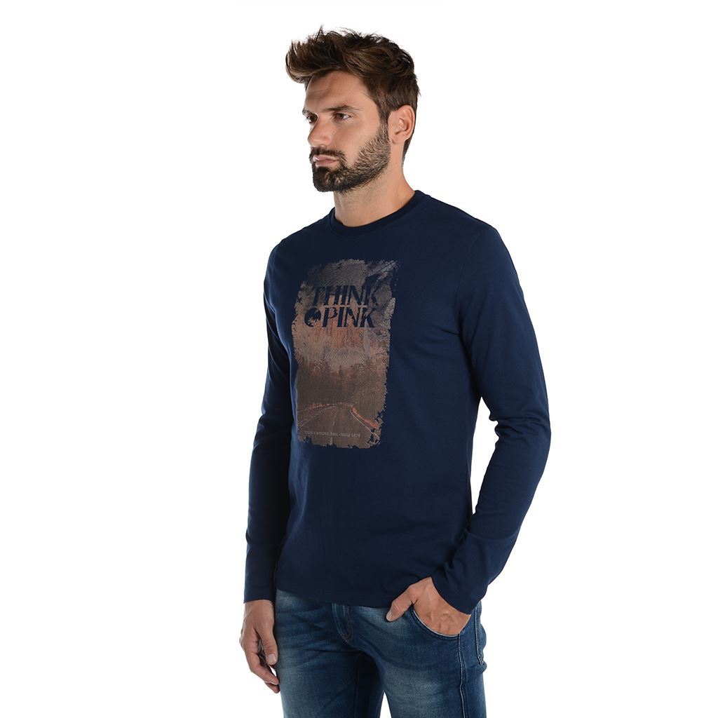 Think Pink T-shirt Uomo Manica Lunga fw1802 Promozione