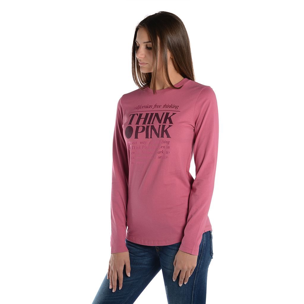 Think Pink T-shirt Donna Manica Lunga fw1800 Vendita Calda