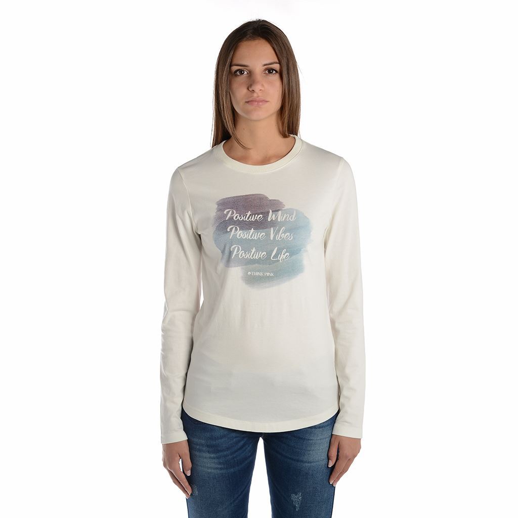 Think Pink T-shirt Donna Manica Lunga fw1802 Vendita Economica