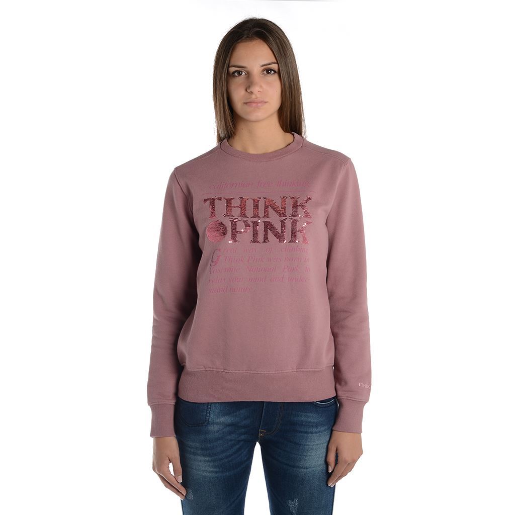 Think Pink Felpa Donna Girocollo fw1800 Saldi Di Fabbrica