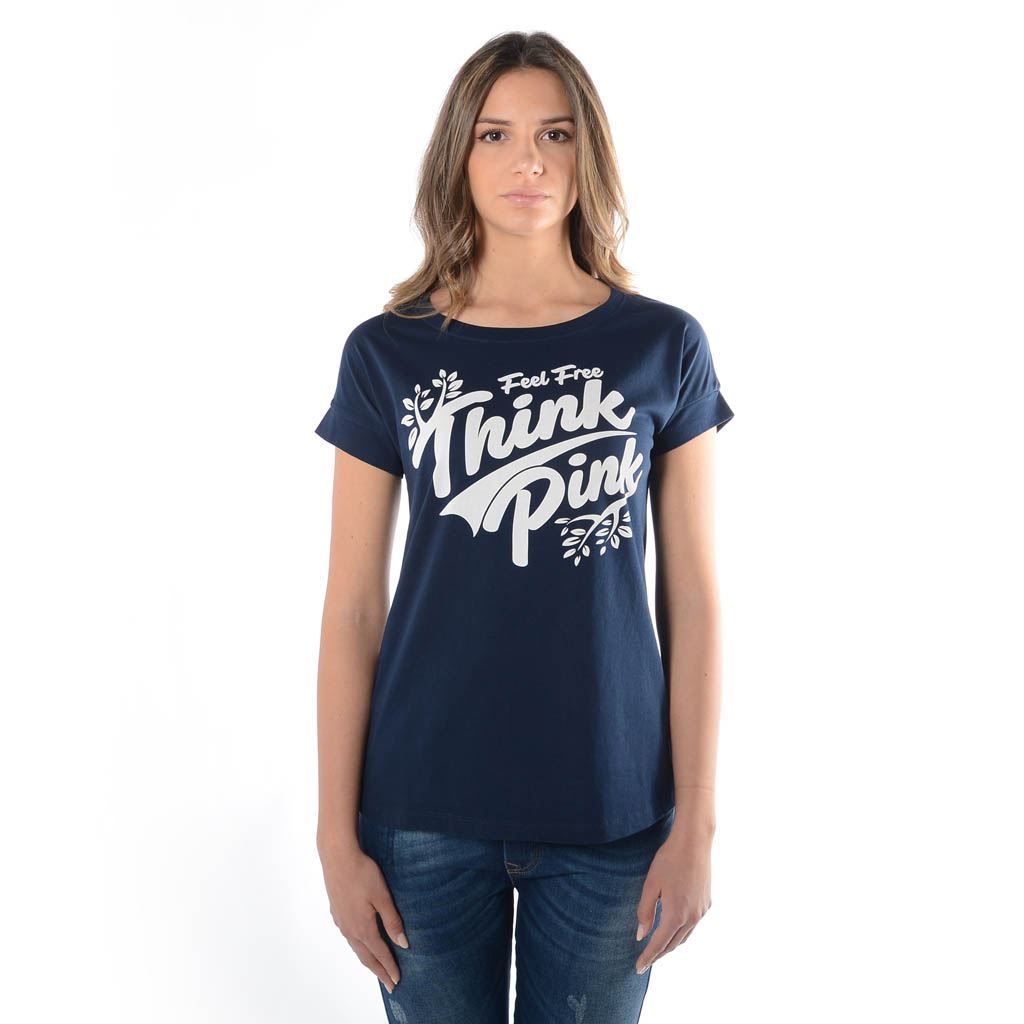 Think Pink T-shirt Donna Manica Corta ss1907 Saldi Di Fabbrica