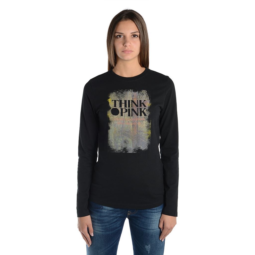 Think Pink T-shirt Donna Manica Lunga fw1805 Nuovo