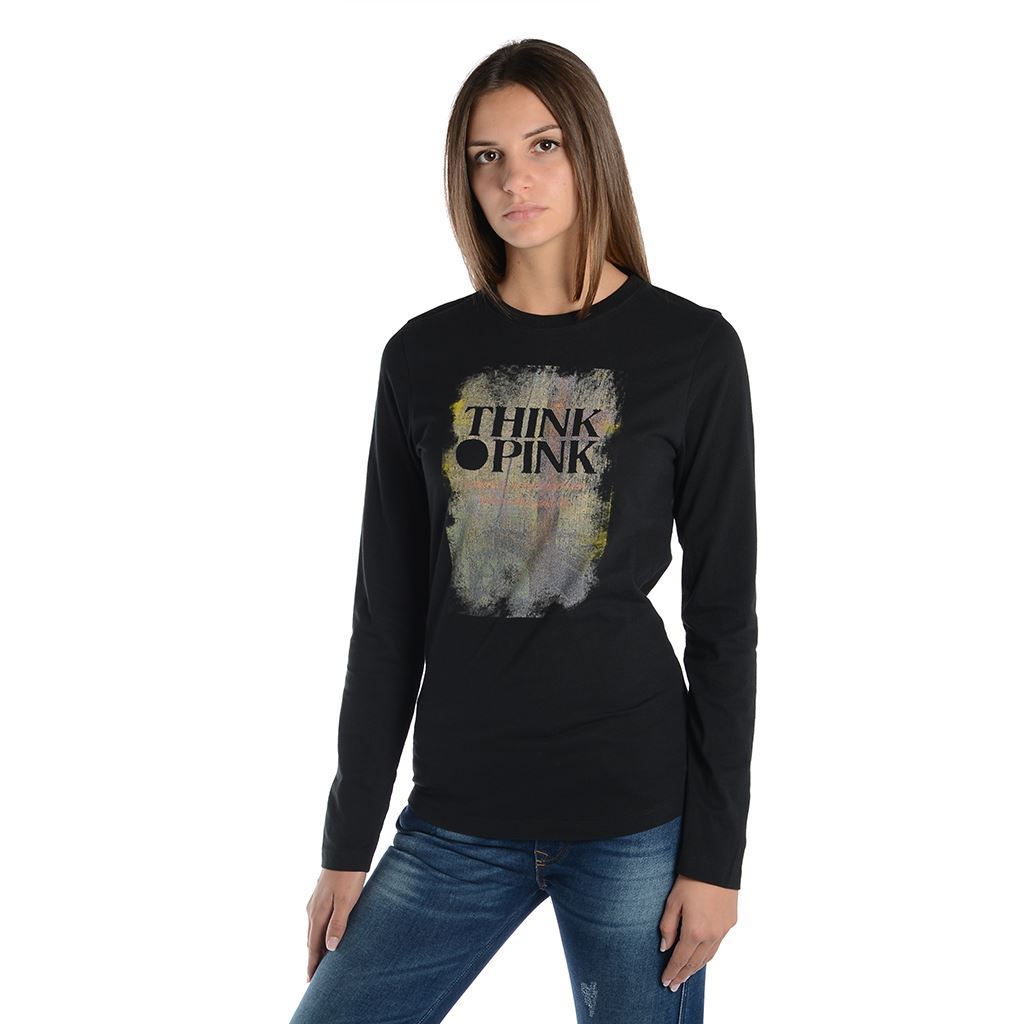 Think Pink T-shirt Donna Manica Lunga fw1805 Nuovo