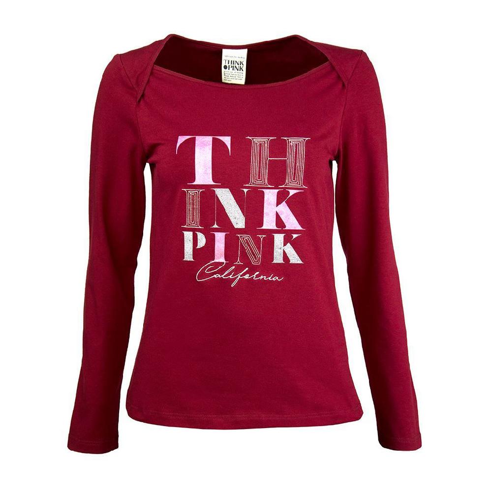 Think Pink T-shirt Donna Manica Lunga fw1703 Qualità Garantita