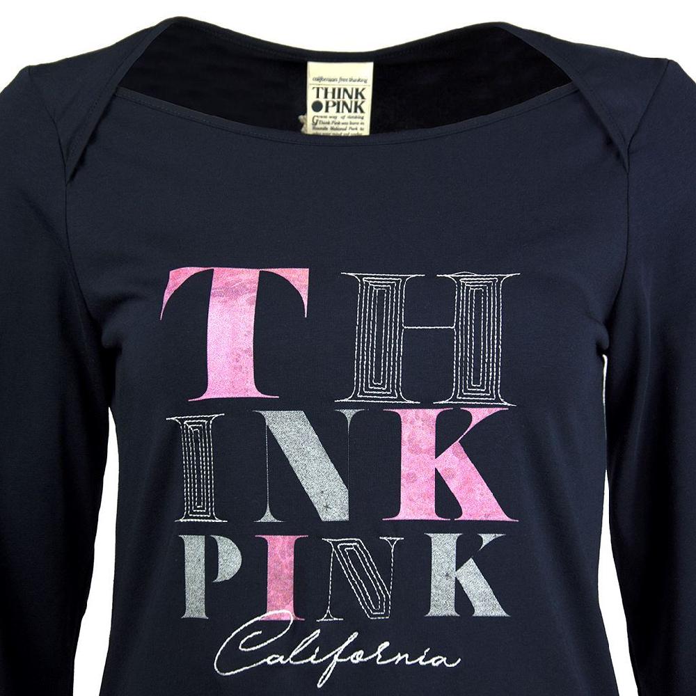 Think Pink T-shirt Donna Manica Lunga fw1703 Qualità Garantita