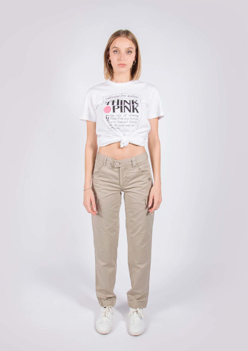 Think Pink Pantaloni lunghi donna con tasconi ss1604 In Vendita