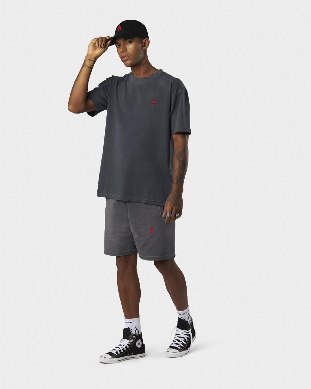 Vision Of Super COLD WASH T-SHIRT WITH RED EMBROIDERED FLAMEAND PRINTED LOGO 2025