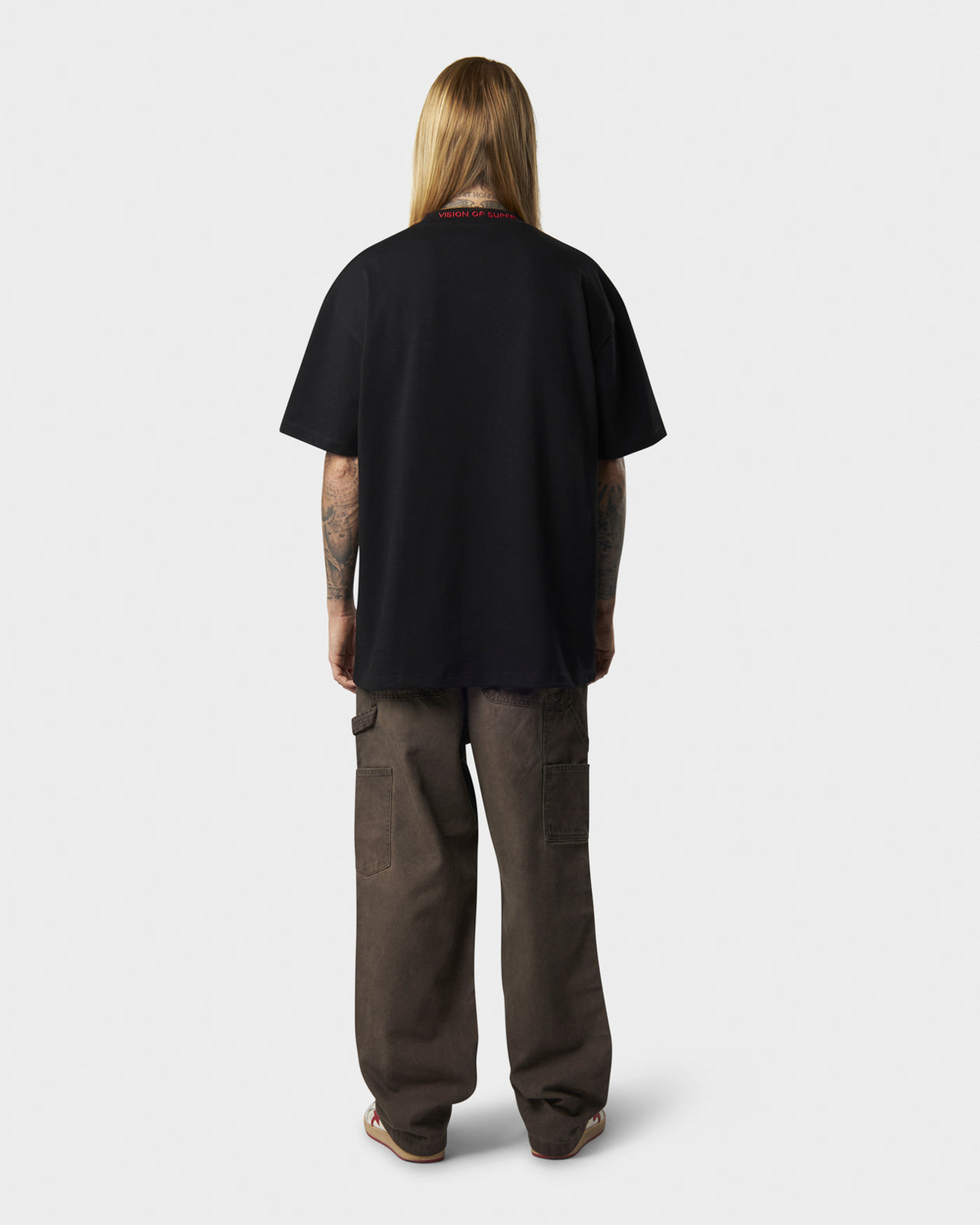 Vision Of Super BLACK T-SHIRT WITH FREEDOM PRINT ON FRONT AND METAL LABEL Pezzi Unici