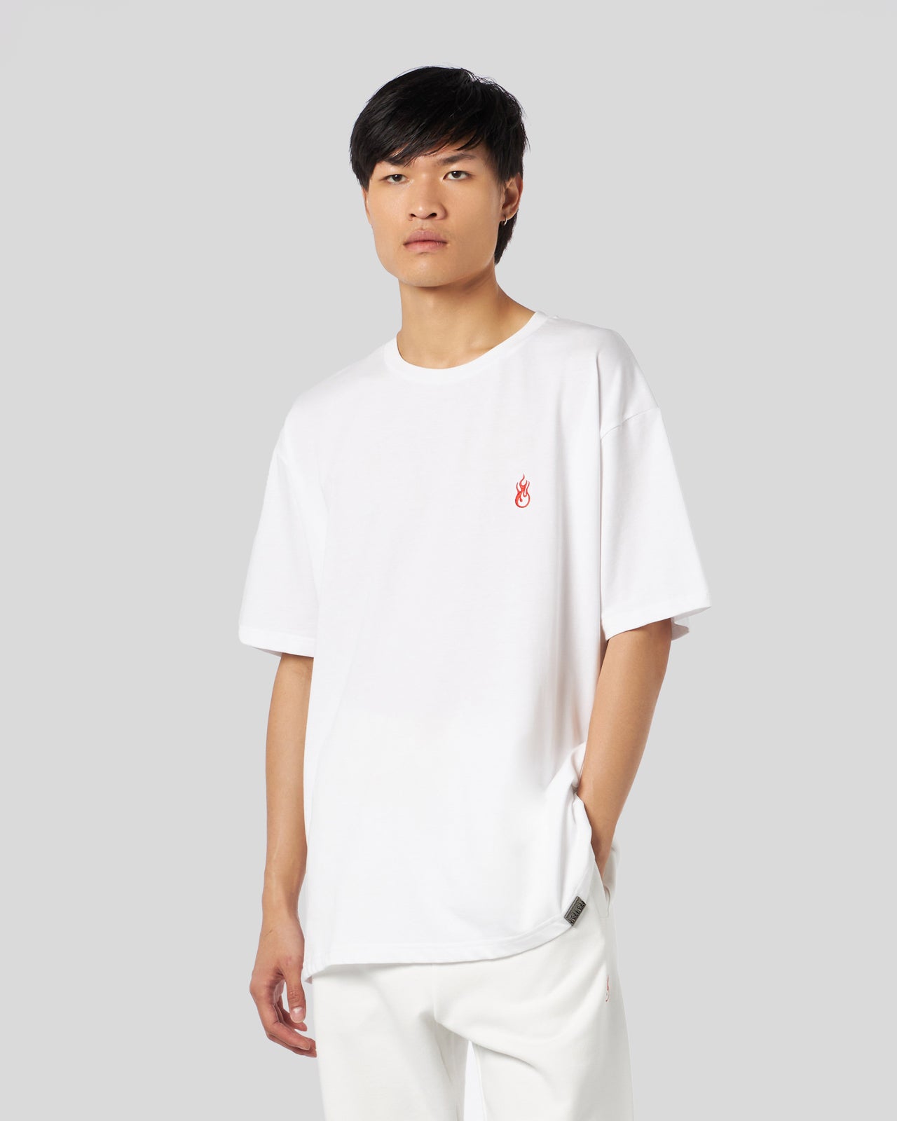 Vision Of Super WHITE T-SHIRT WITH FLAMES LOGO Qualità Garantita