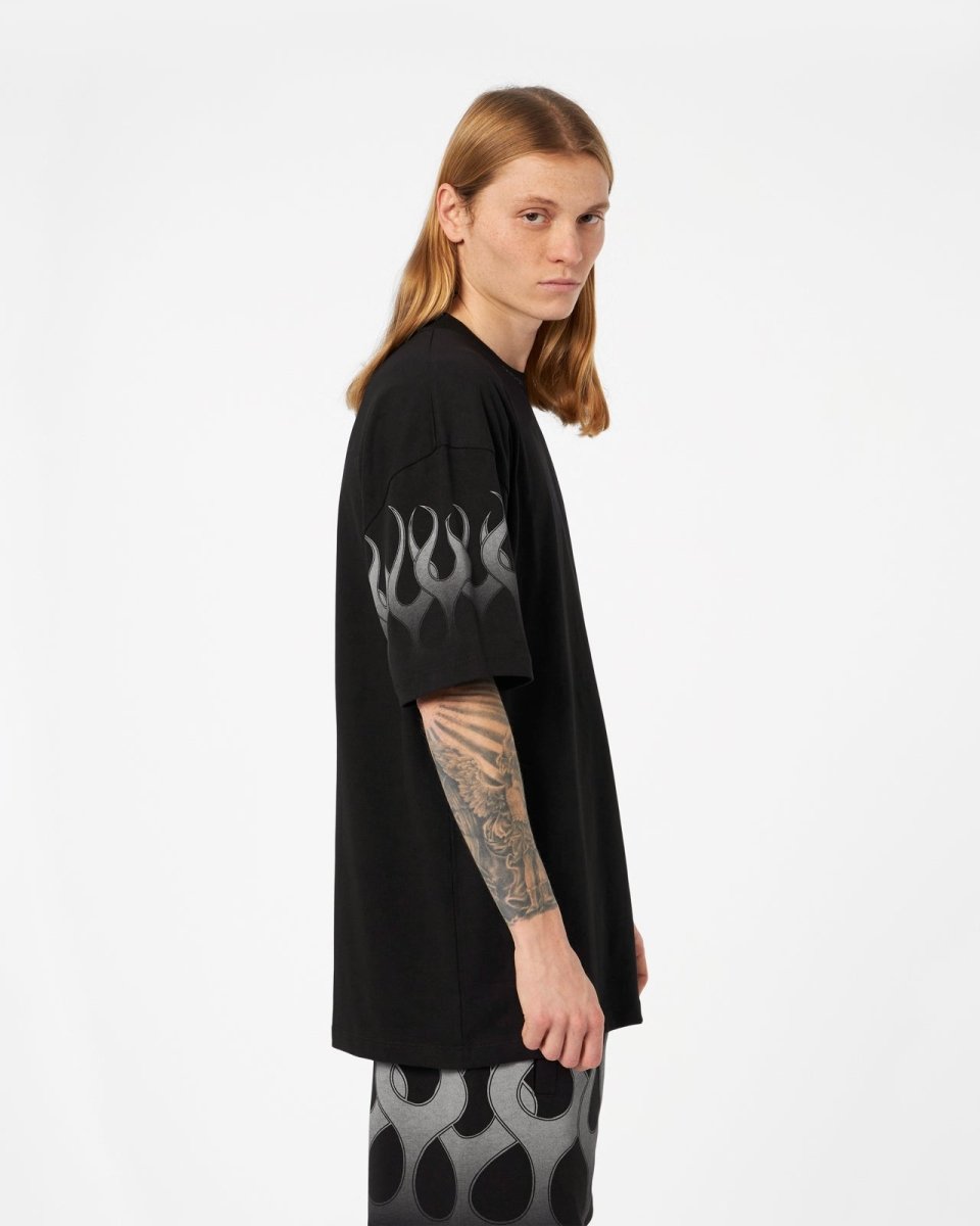 Vision Of Super BLACK T-SHIRT WITH GREY FLAMES Online