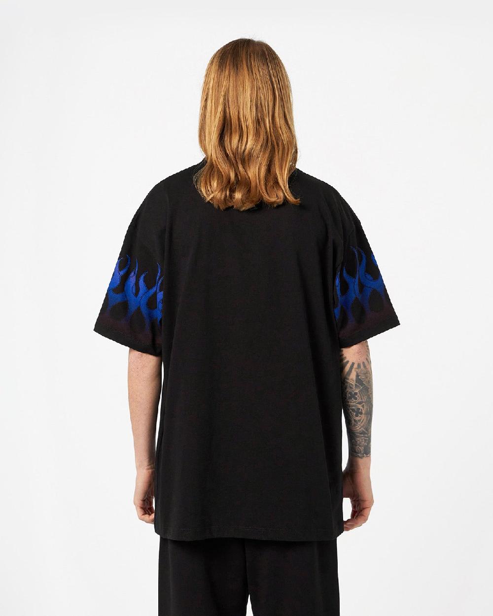 Vision Of Super BLACK T-SHIRT WITH BLUE FLAMES Outlet