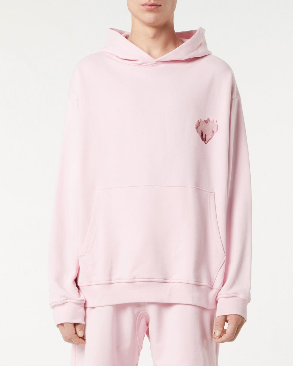 Vision Of Super PINK HOODIE WITH EMBROIDERED FLAMING HEART Moda