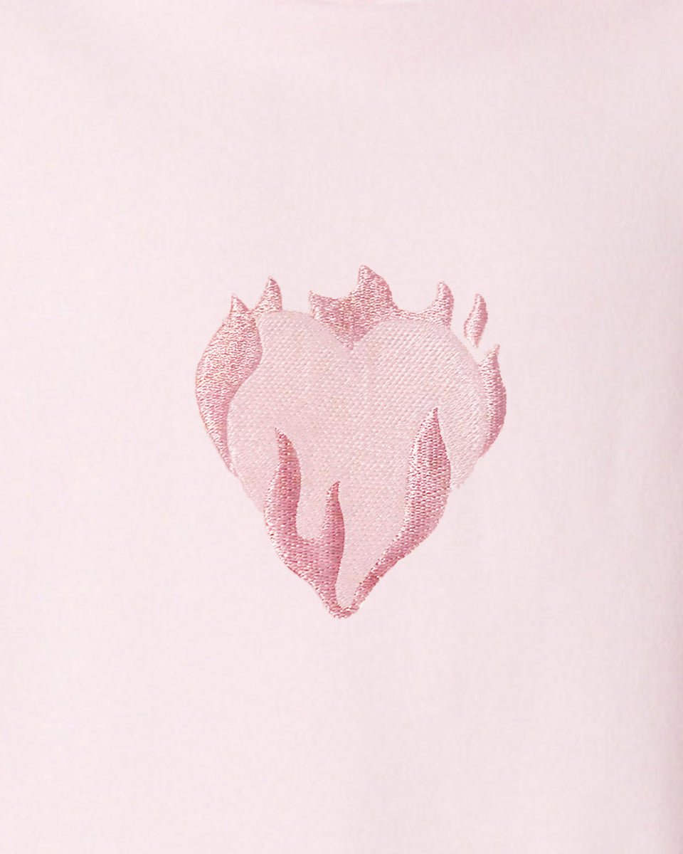 Vision Of Super PINK HOODIE WITH EMBROIDERED FLAMING HEART Moda