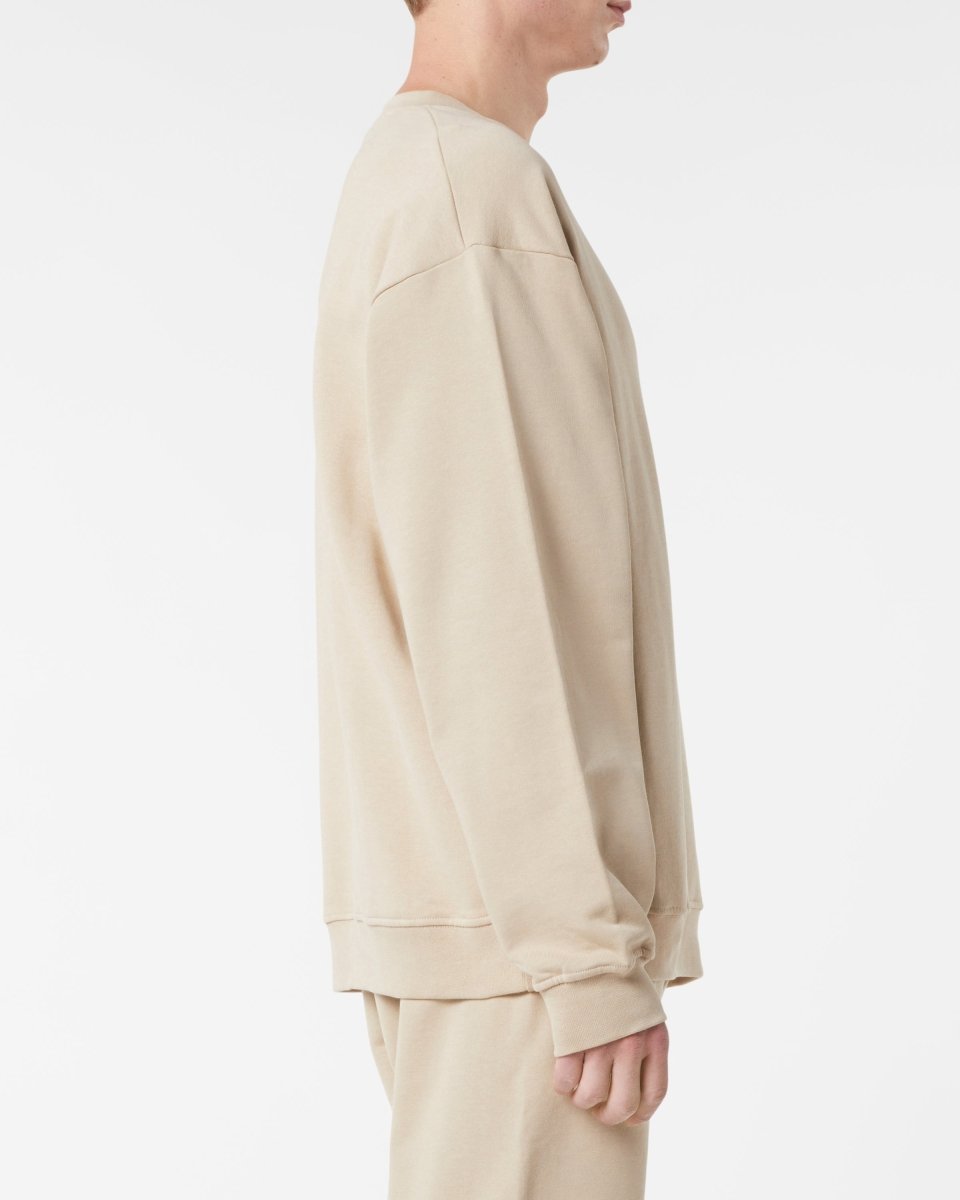 Vision Of Super LIGHT BROWN CREWNECK WITH EMBROIDERED FLAMING HEART Italy