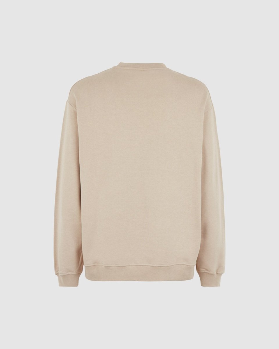 Vision Of Super LIGHT BROWN CREWNECK WITH EMBROIDERED FLAMING HEART Italy