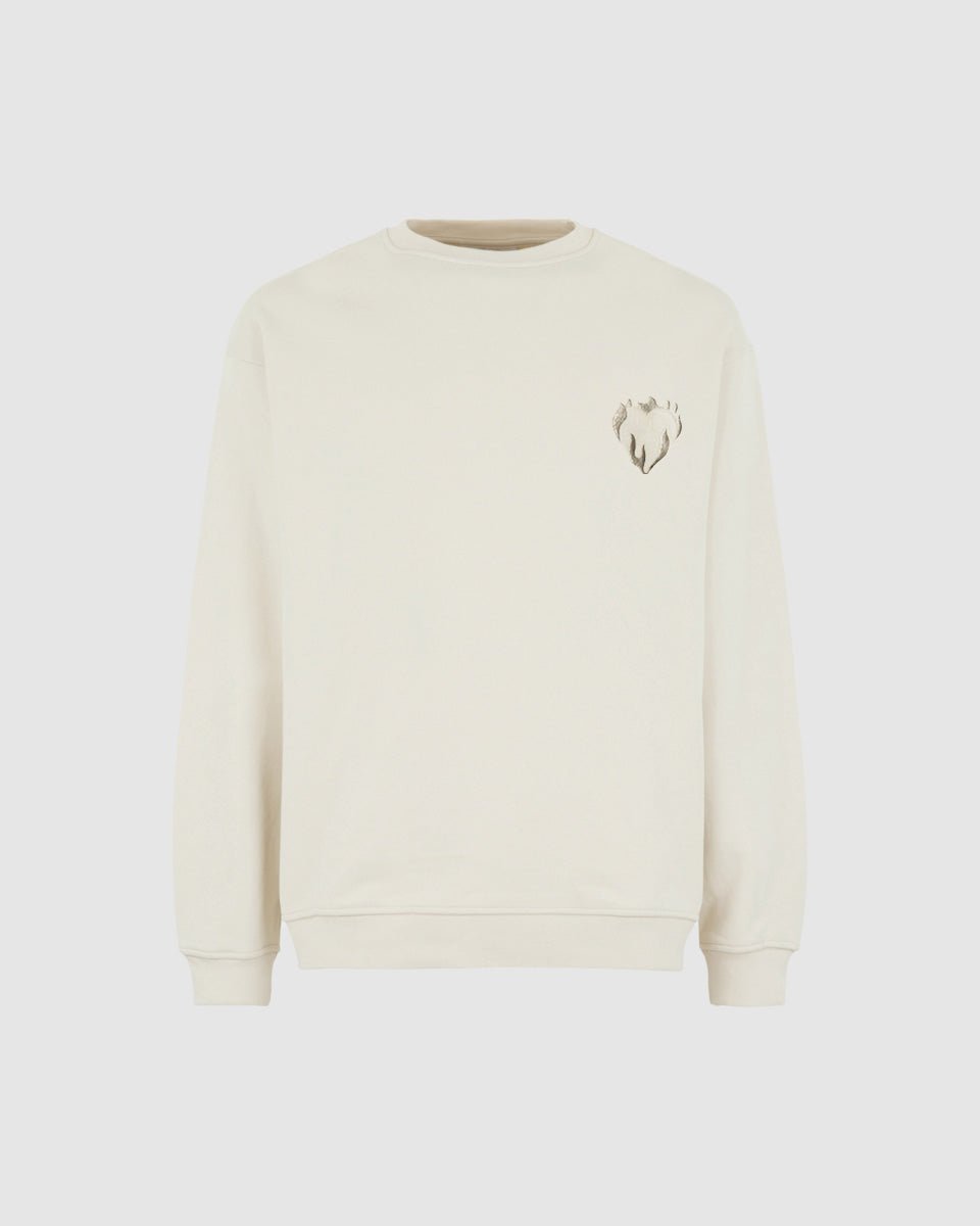 Vision Of Super SAND CREWNECK WITH EMBROIDERED FLAMING HEART Soddisfazione Garantita