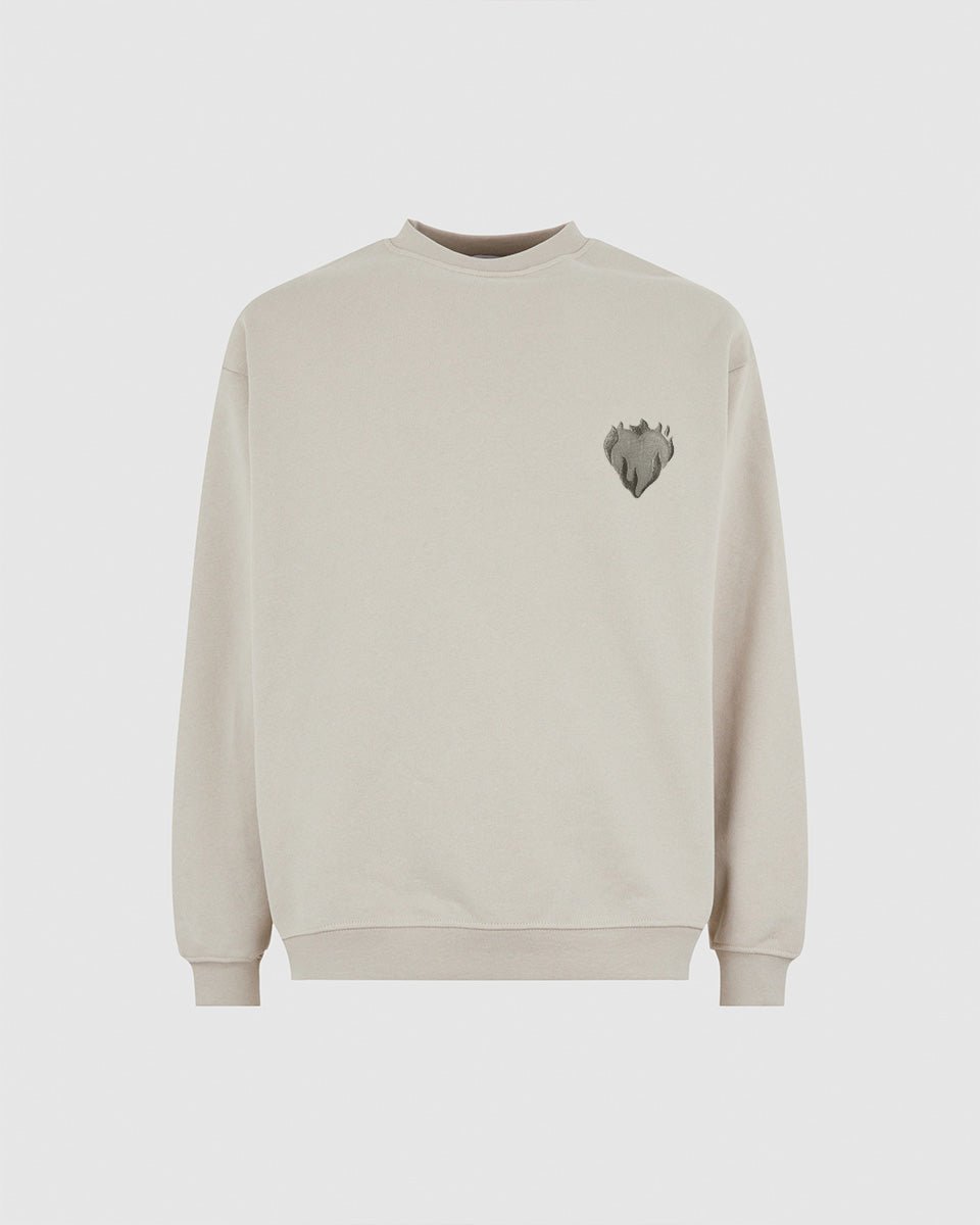 Vision Of Super LONDON FOG CREWNECK WITH EMBROIDERED FLAMING HEART Shopping Online