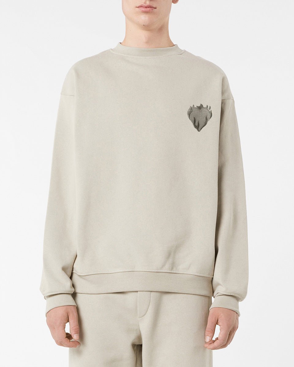 Vision Of Super LONDON FOG CREWNECK WITH EMBROIDERED FLAMING HEART Shopping Online