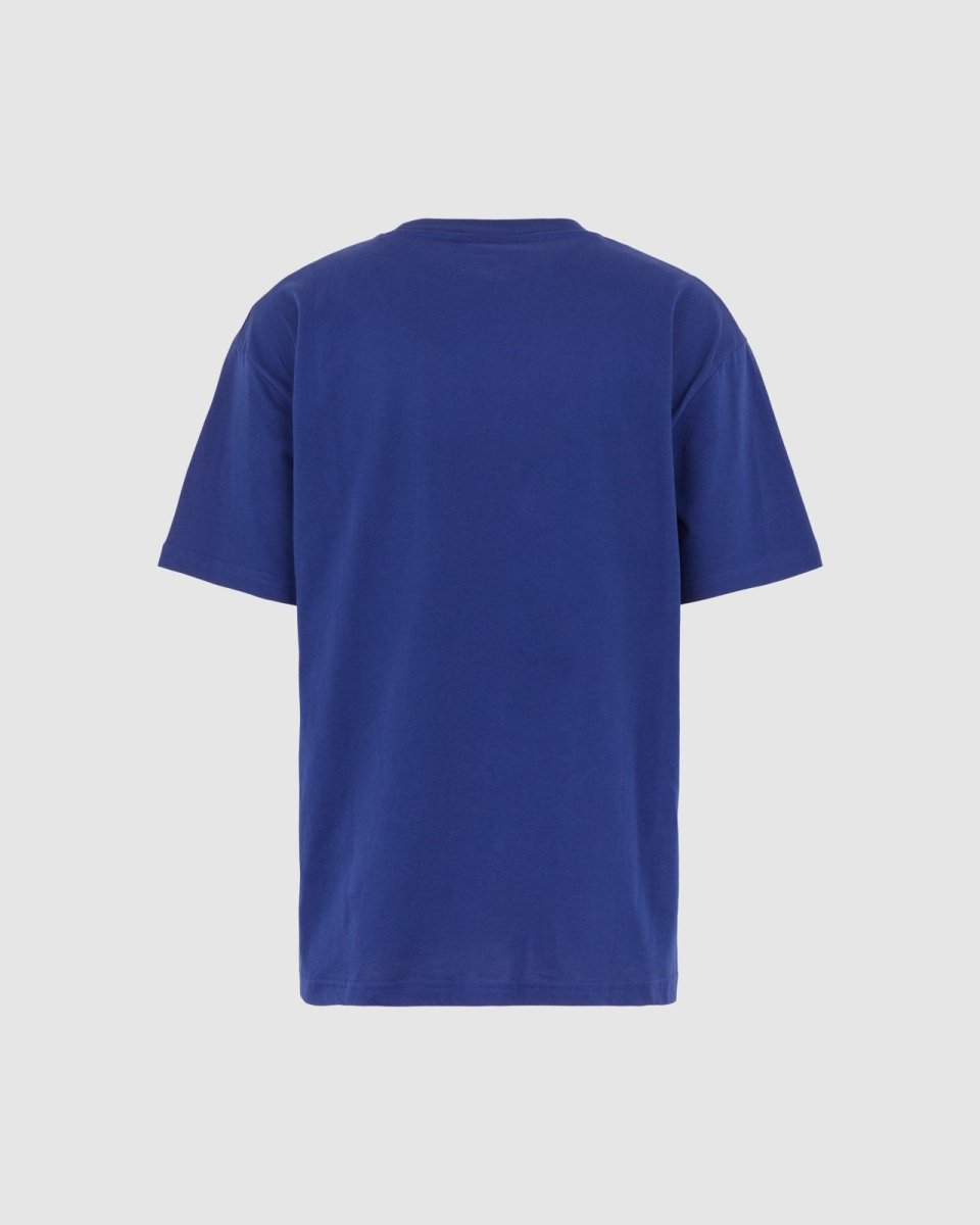 Vision Of Super BLUE T-SHIRT WITH EMBROIDERED FLAMING HEART Prezzo Ridotto