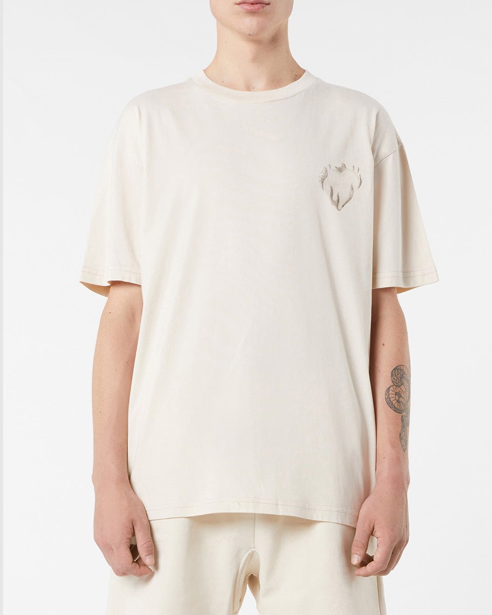 Vision Of Super SAND T-SHIRT WITH EMBROIDERED FLAMING HEART Offerta