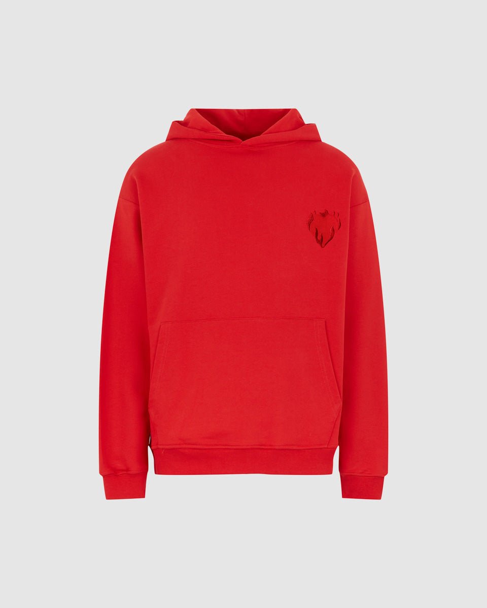 Vision Of Super RED HOODIE WITH EMBROIDERED FLAMING HEART Online