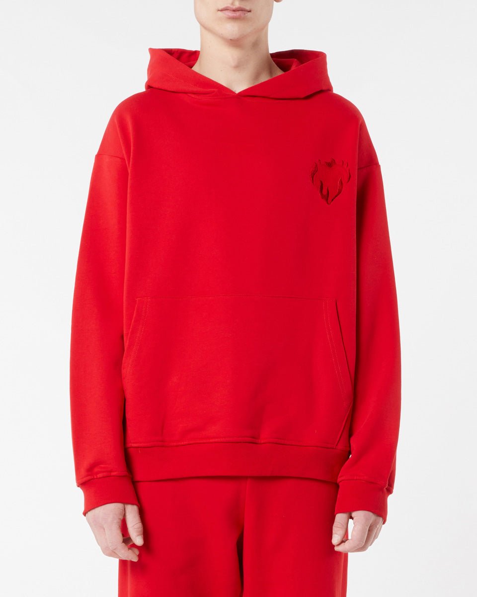 Vision Of Super RED HOODIE WITH EMBROIDERED FLAMING HEART Online