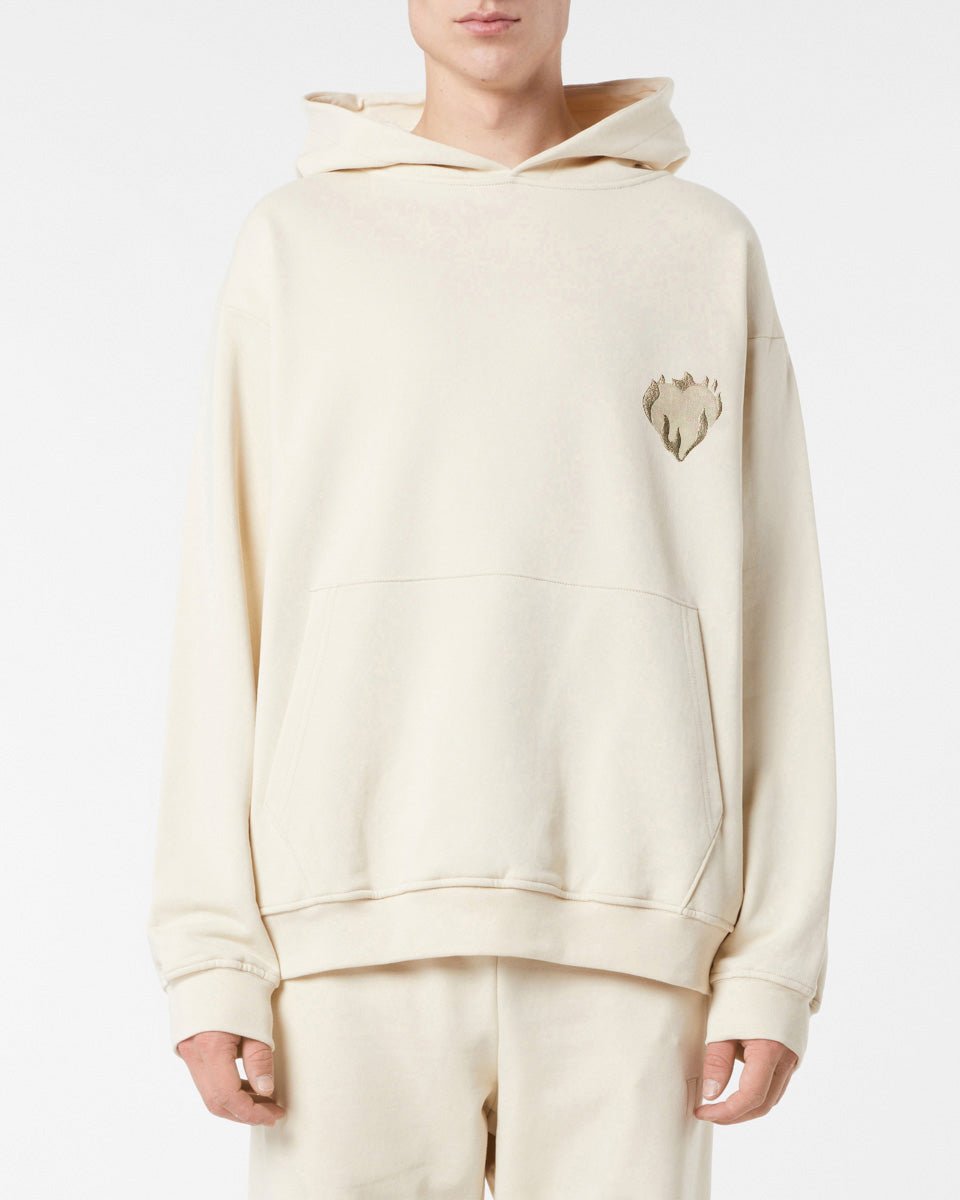 Vision Of Super SAND HOODIE WITH EMBROIDERED FLAMING HEART Outlet