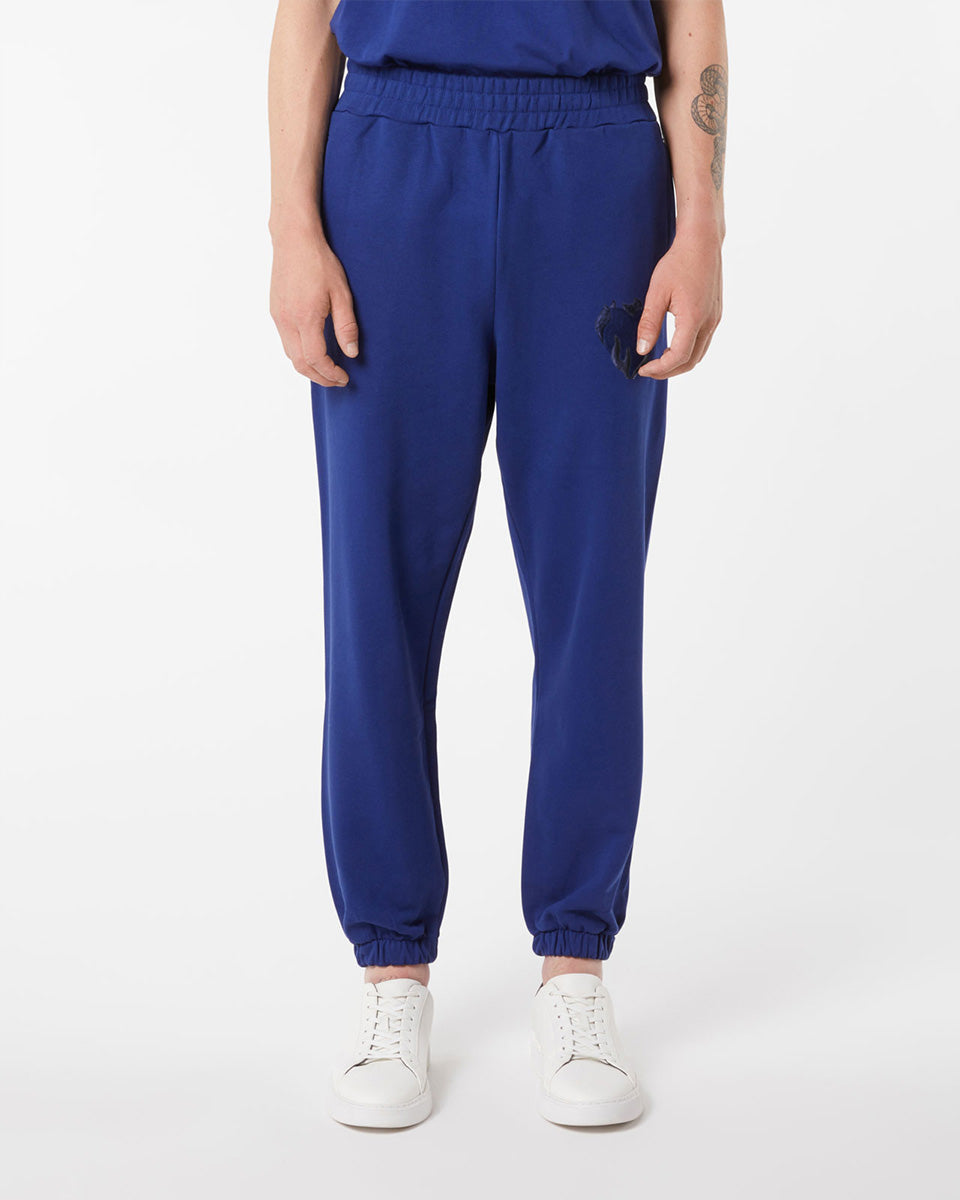 Vision Of Super BLUE PANTS WITH EMBROIDERED FLAMING HEART In Vendita