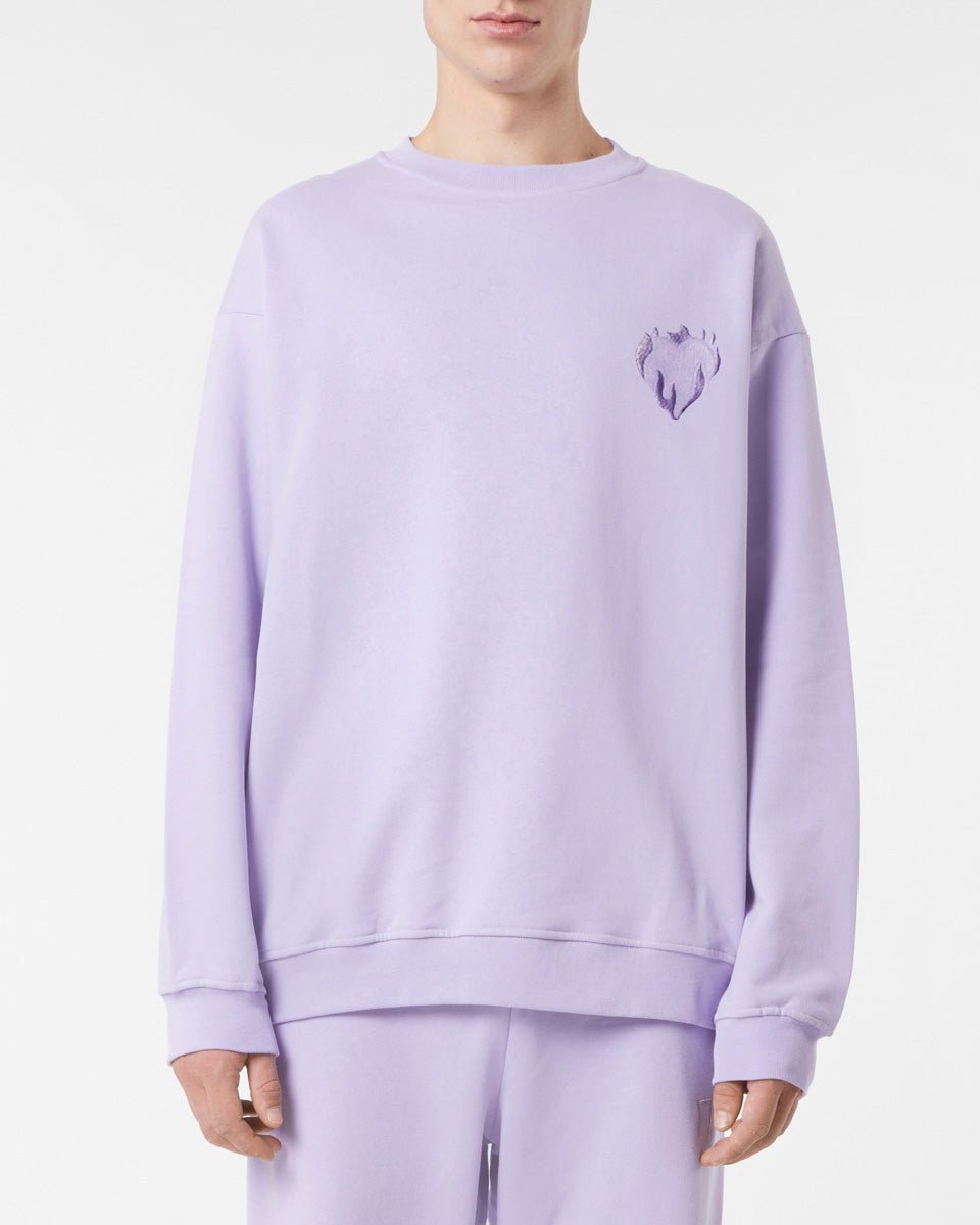Vision Of Super LILAC CREWNECK WITH EMBROIDERED FLAMING HEART I Più Venduti