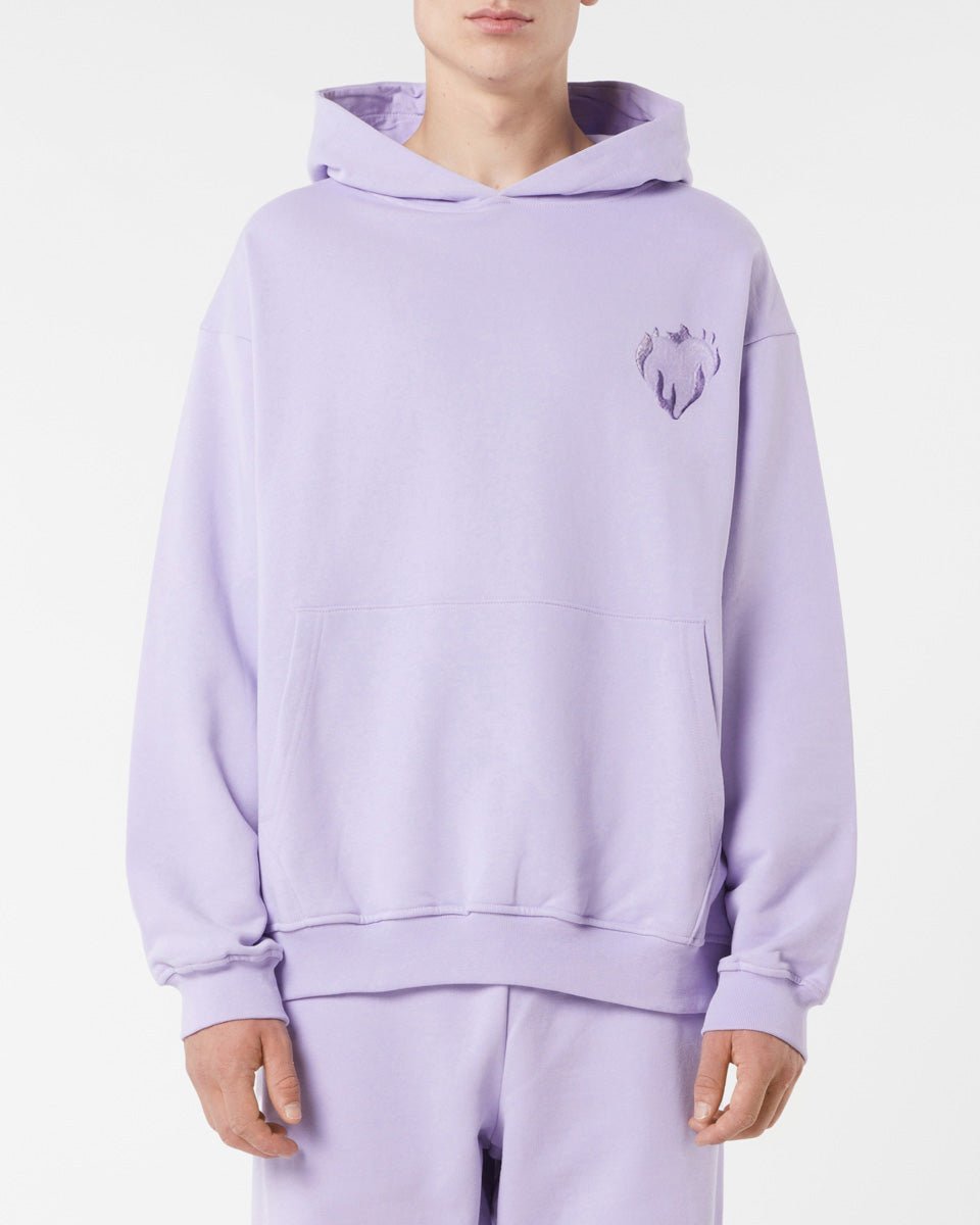Vision Of Super LILAC HOODIE WITH EMBROIDERED FLAMING HEART Vendite Flash