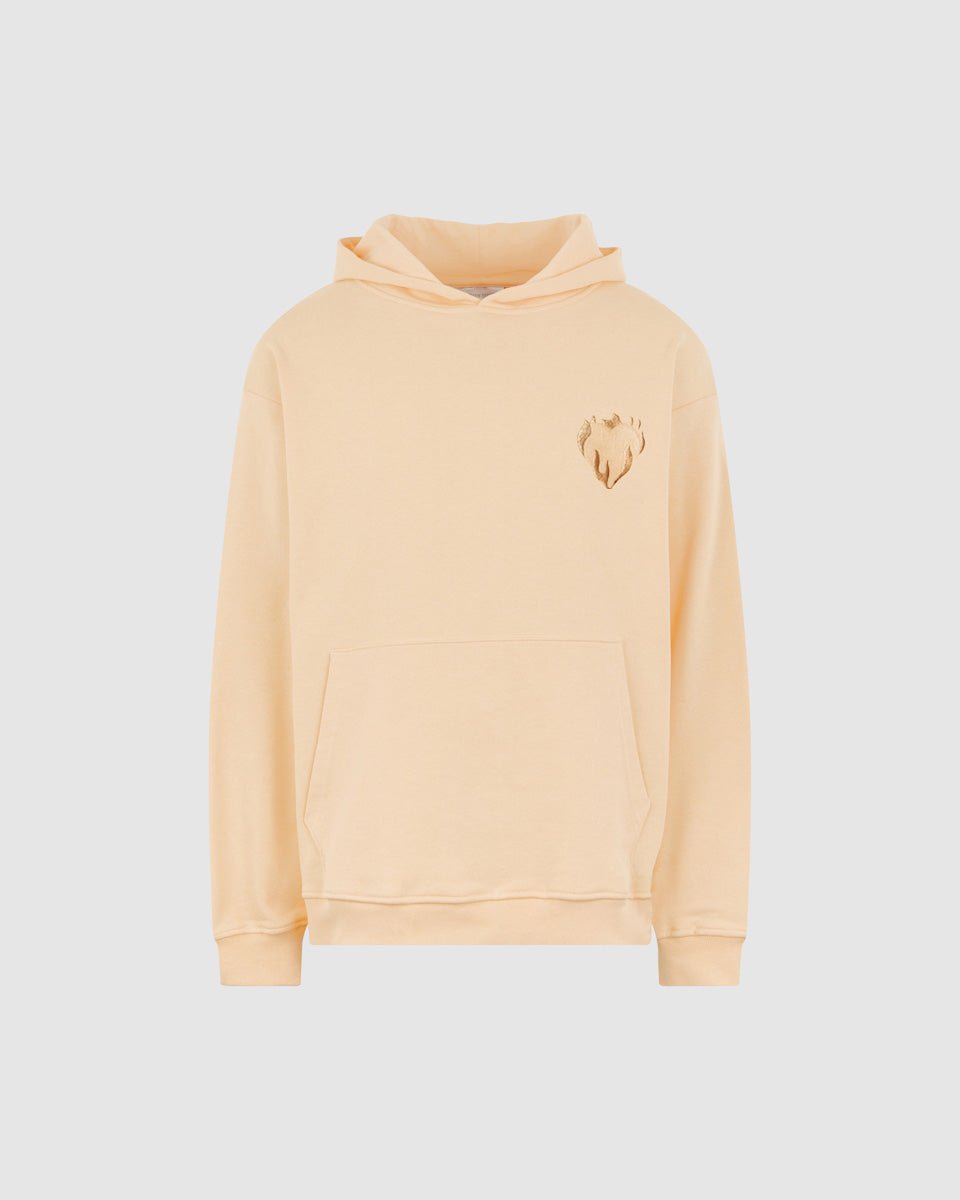 Vision Of Super PEACH HOODIE WITH EMBROIDERED FLAMING HEART Italia