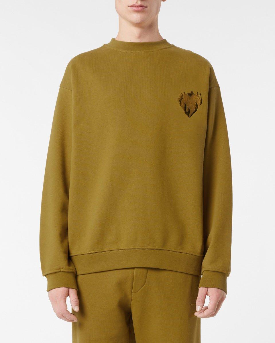Vision Of Super PLANTATION CREWNECK WITH EMBROIDERED FLAMING HEART 2025