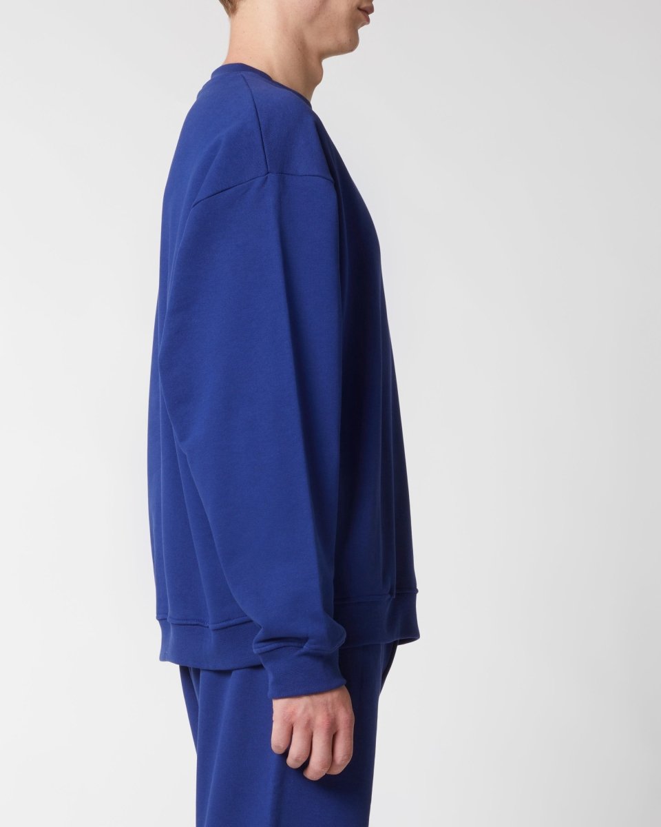 Vision Of Super BLUE CREWNECK WITH EMBROIDERED FLAMING HEART Vendita