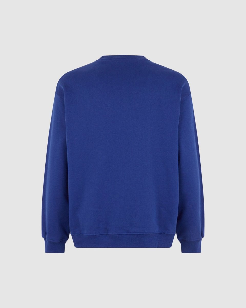 Vision Of Super BLUE CREWNECK WITH EMBROIDERED FLAMING HEART Vendita
