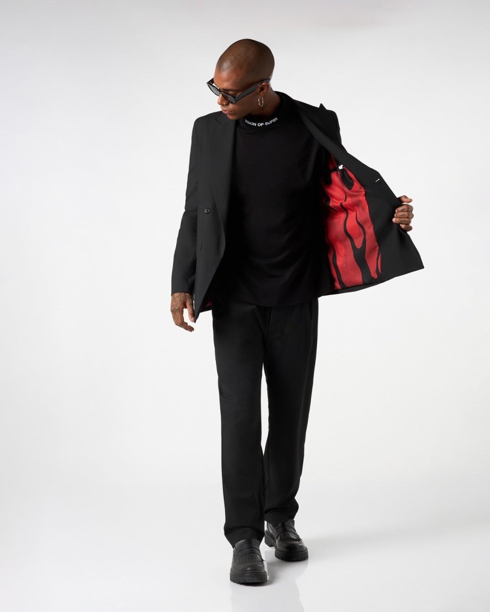 Vision Of Super BLACK BLAZER WITH INTERNAL FLAMES Pezzi Unici