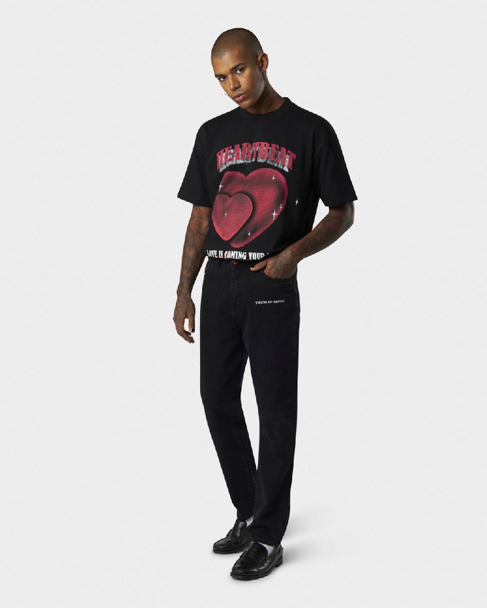 Vision Of Super BLACK DENIM WITH WHITE EMBROIDERED LOGO ON FRONT Negozi Online