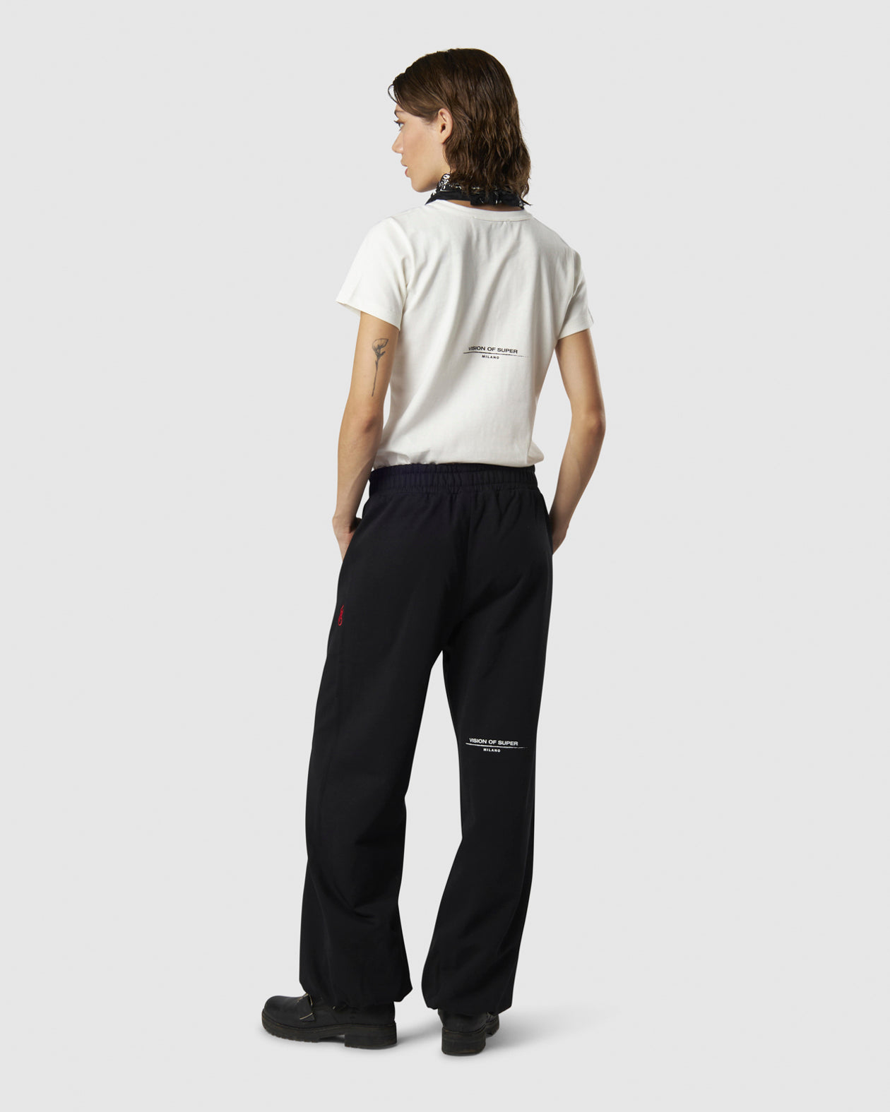 Vision Of Super BLACK WOMEN PANTS WITH EMBROIDERED FLAME LOGO ON FRONT AND PRINTED LOGO ON BACK Shopping Online