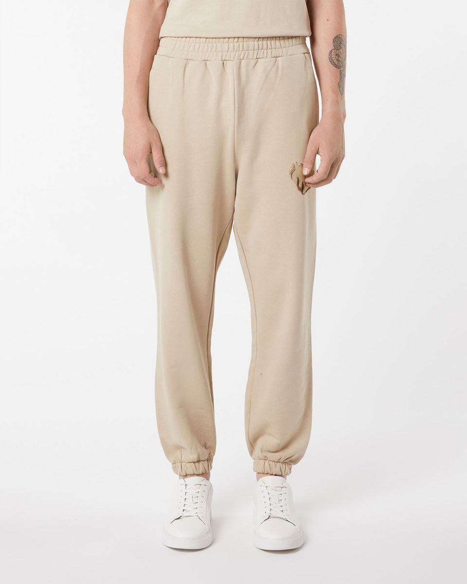 Vision Of Super LIGHT BROWN PANTS WITH EMBROIDERED FLAMING HEART Novità