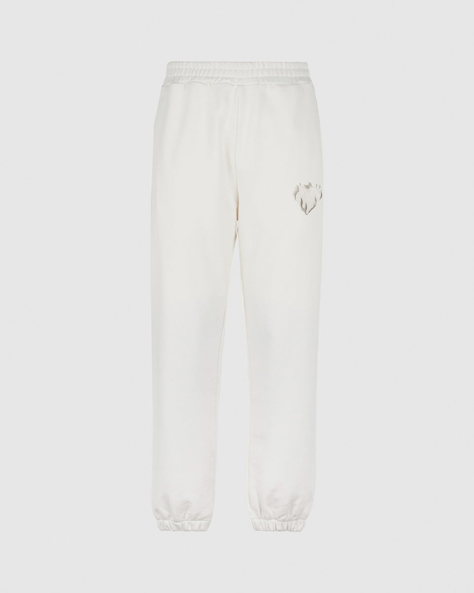 Vision Of Super OFF WHITE PANTS WITH EMBROIDERED FLAMING HEART Economico