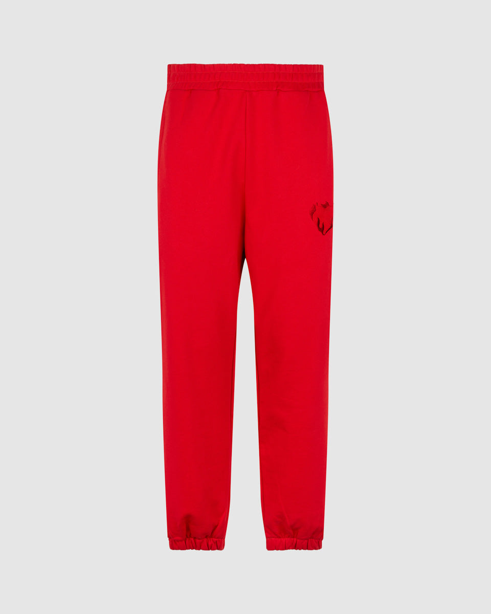 Vision Of Super RED PANTS WITH EMBROIDERED FLAMING HEART Online