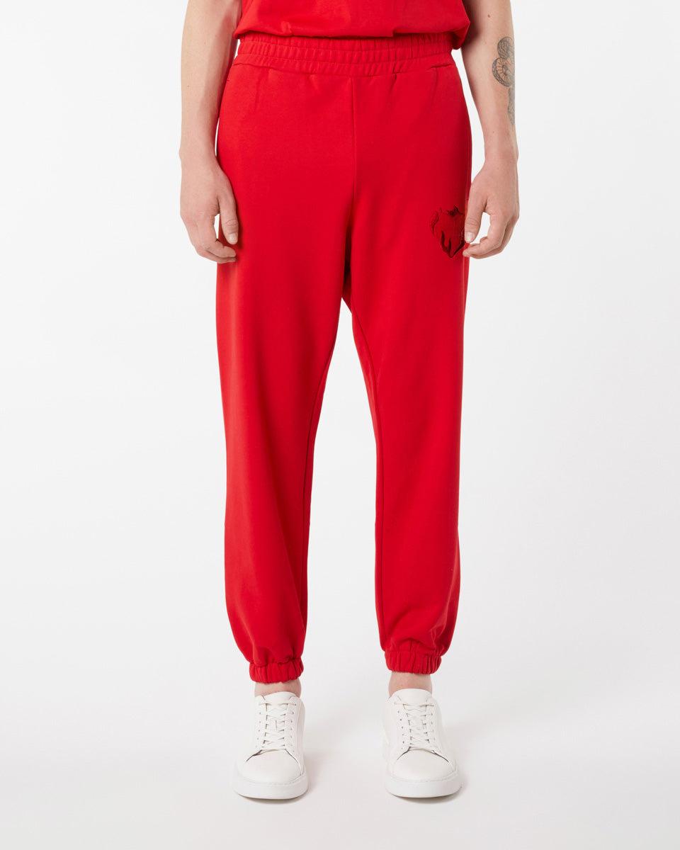 Vision Of Super RED PANTS WITH EMBROIDERED FLAMING HEART Online