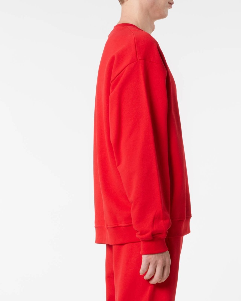 Vision Of Super RED CREWNECK WITH EMBROIDERED FLAMING HEART In Vendita