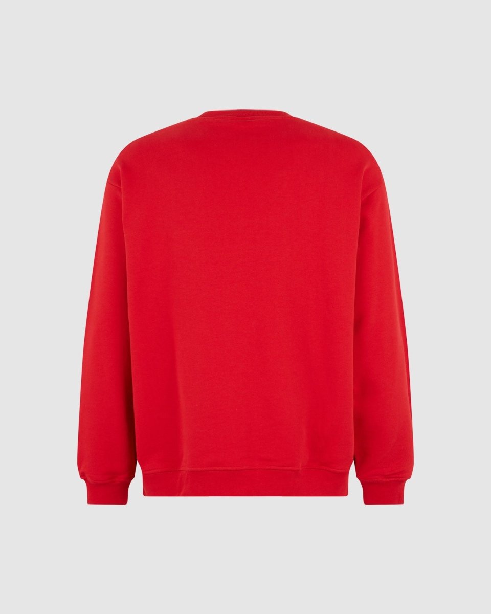 Vision Of Super RED CREWNECK WITH EMBROIDERED FLAMING HEART In Vendita