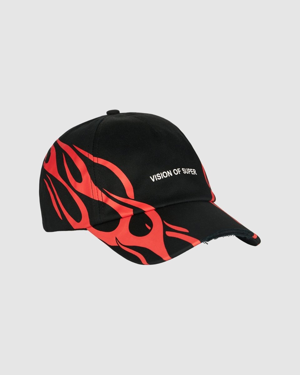 Vision Of Super BLACK CAP WITH RED TRIBAL PRINT Saldi Di Fabbrica