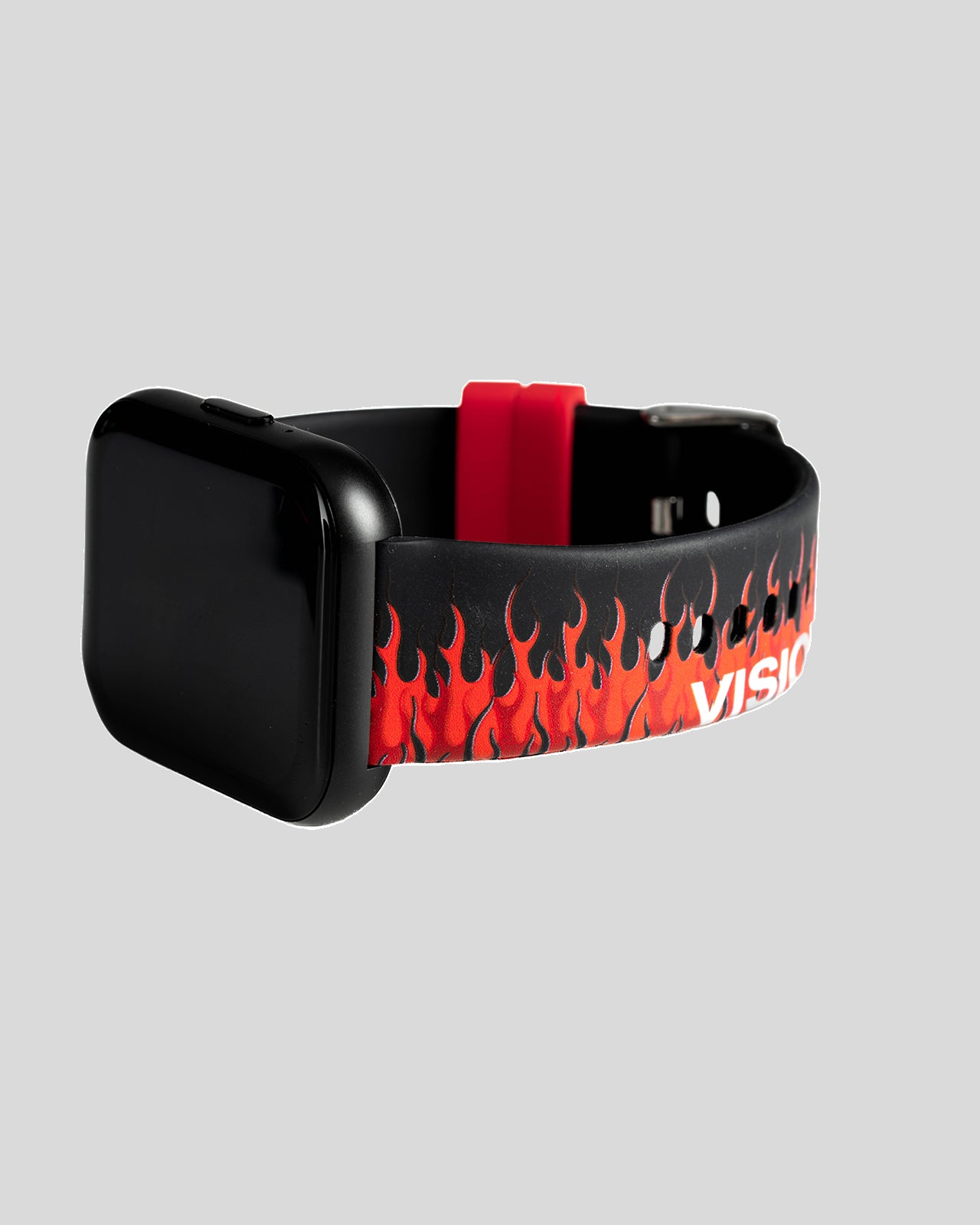 Vision Of Super BLACK SMARTWATCH WITH RED FLAMES AND WHITE LOGO Nuova