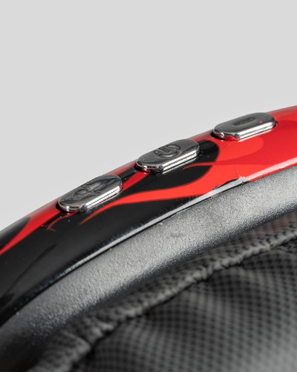 Vision Of Super BLACK HEADPHONES WITH RED FLAMES AND WHITE LOGO Moda